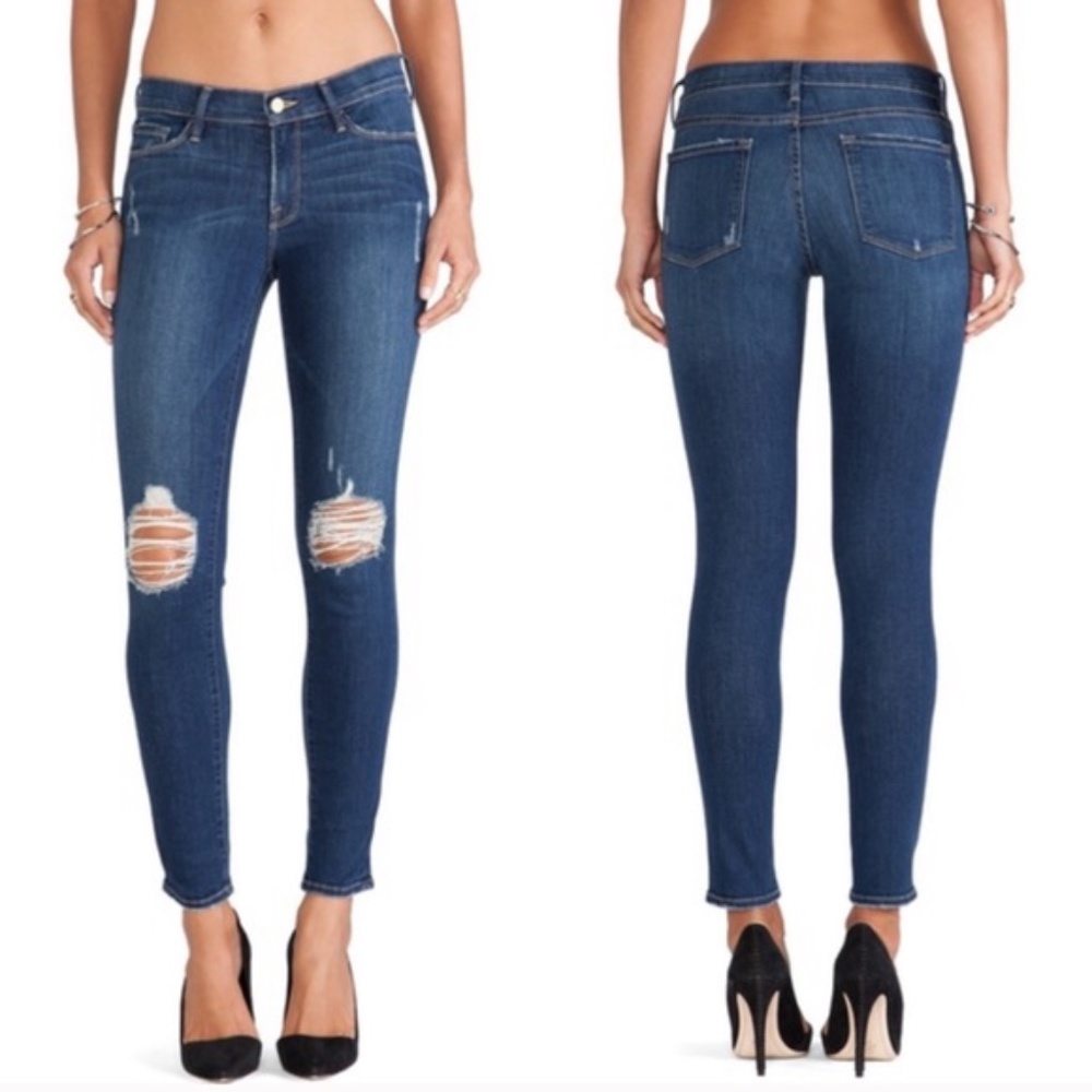 Frame Le Skinny de Jeanne Distressed Jeans -Size 26 - Laurel